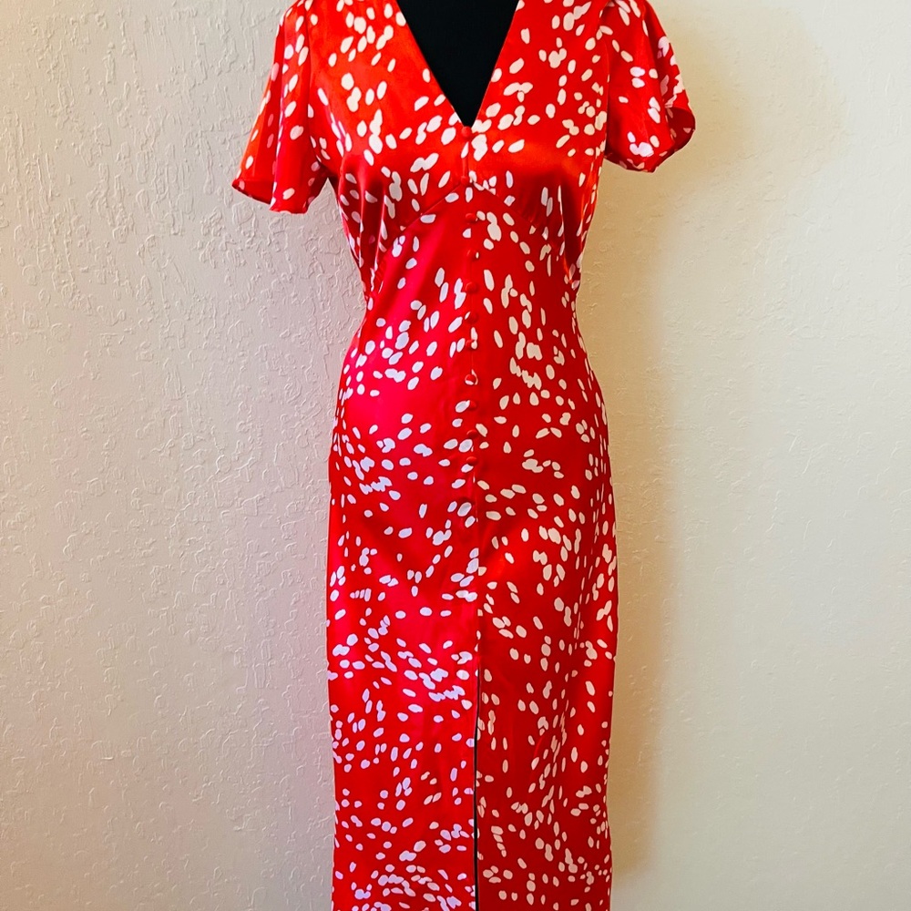 Topshop Red‎ and White Midi Dress